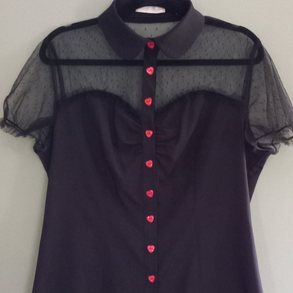 Belle Pogue  retro sheer button top